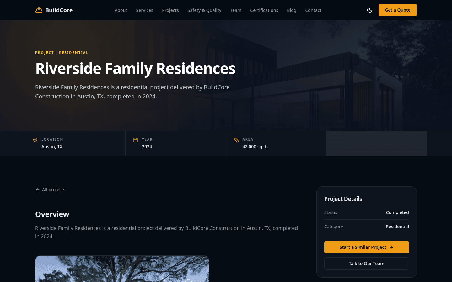 Project detail page