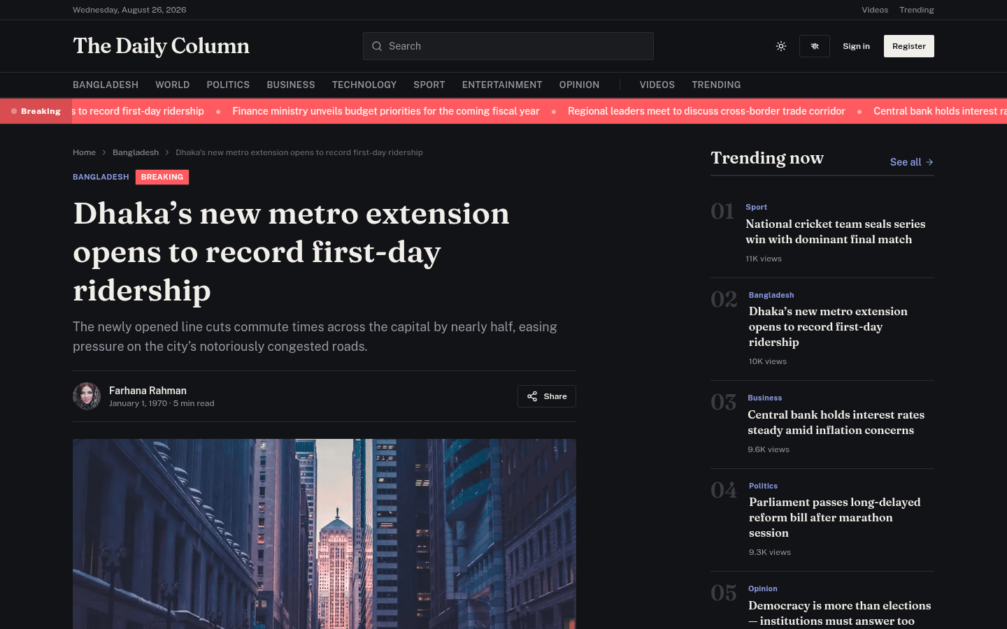 Article page — Dark mode · English